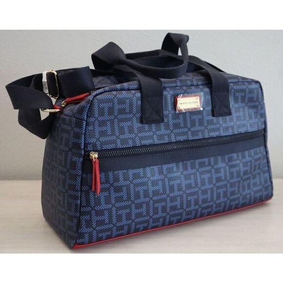 Tommy Hilfiger 69J6572-410 Unisex Blue Allover Print Travel Duffle Bag - Picture 1 of 11